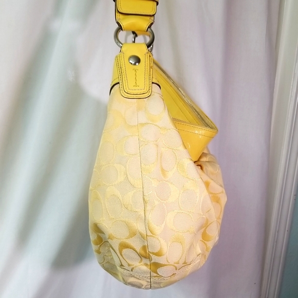 Coach Soho F13741 Pleated Yellow Signature C Jacquard/Leather Hobo Shoulder Bag - Picture 5 of 12